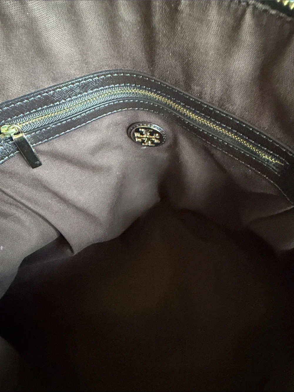 Tory Burch Black and Cream Patterned Dome Tote